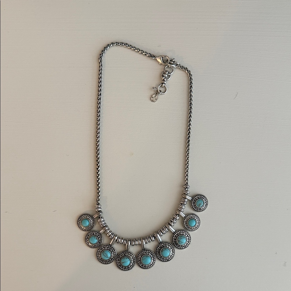 Lucky Brand Silver Necklace with Turquoise Accents